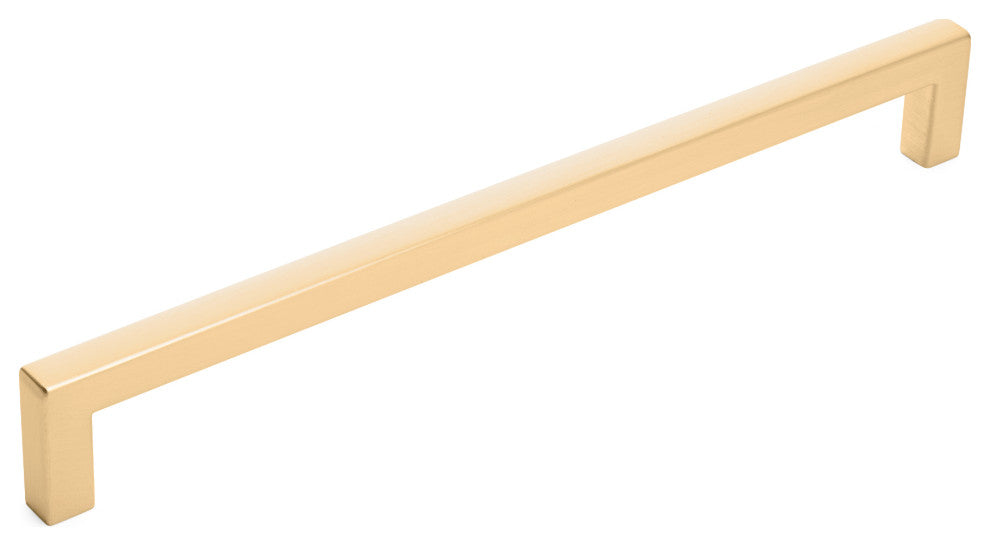 10 Pack Diversa Solid Square Edge Brushed Gold Drawer Pulls, 7-1/2", 192mm Hole