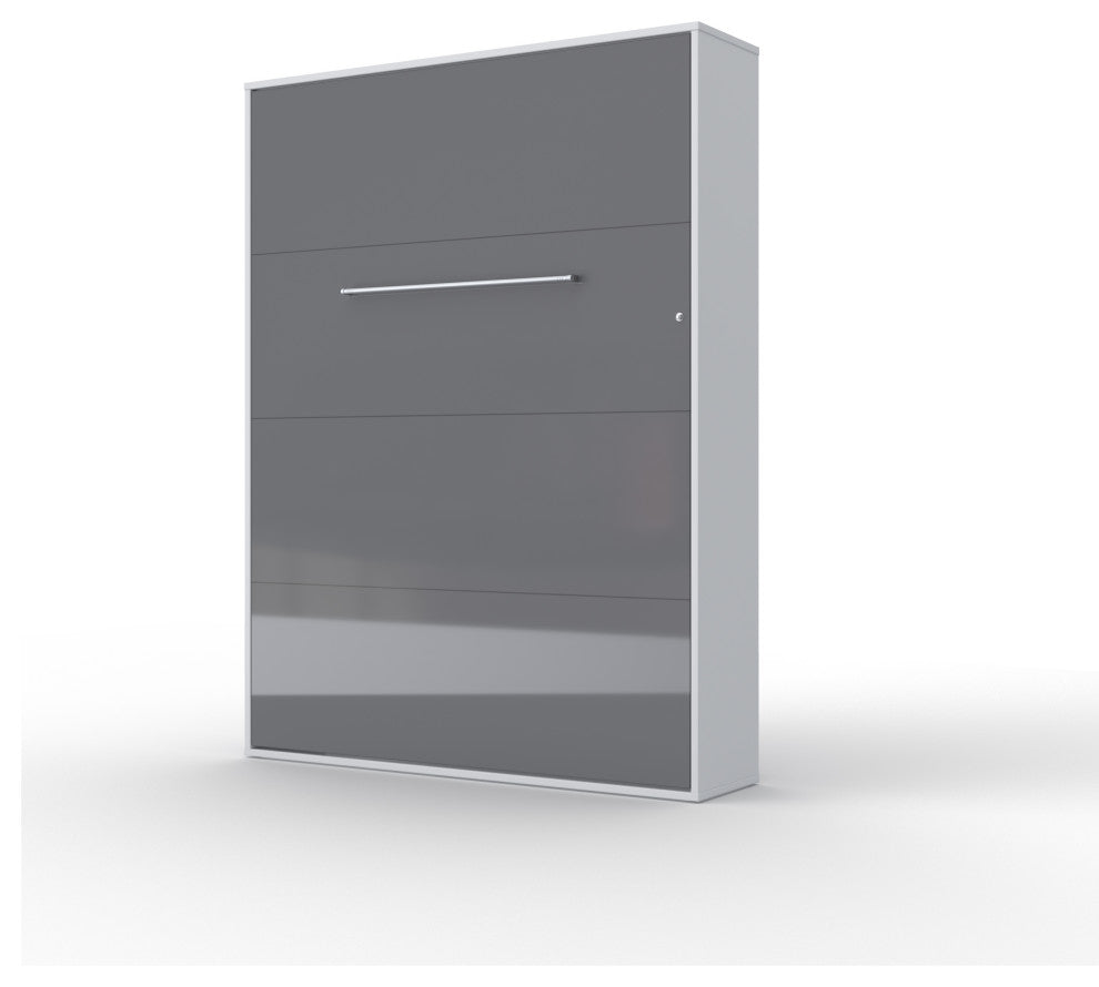 INVENTO Vertical Wall Bed, 55.1 x 78.7 inch, White/Grey