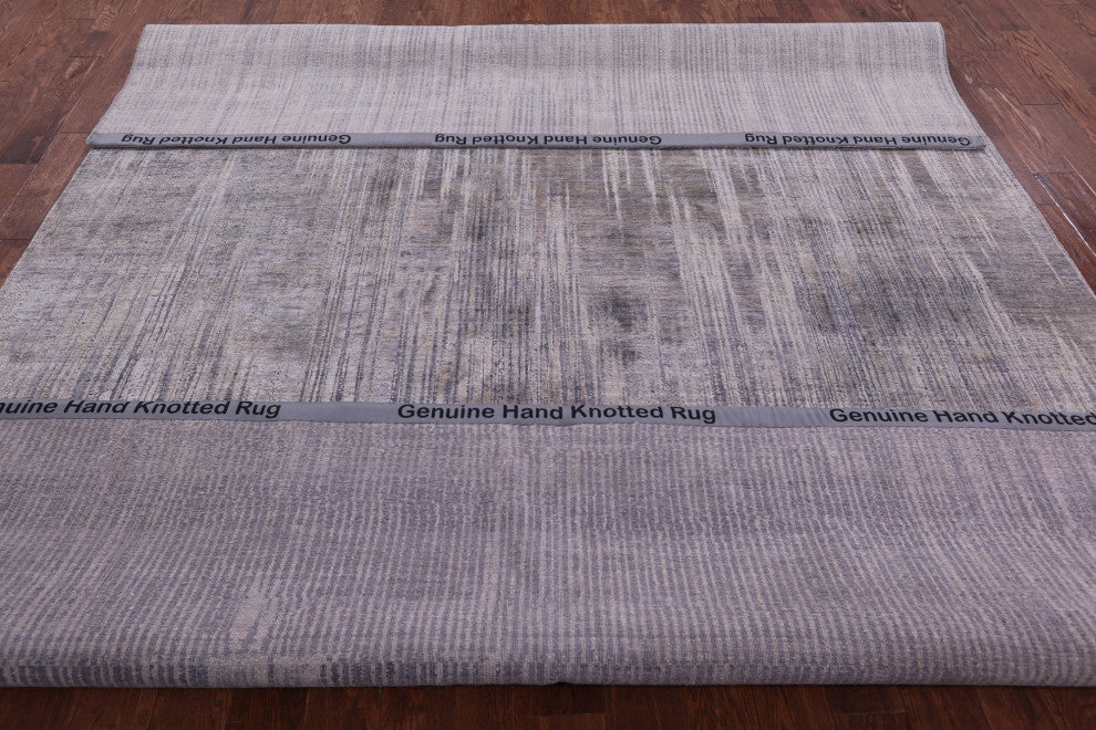 Abstract Wool and Silk Hand Knotted Rug 8' 11" X 11' 11" Q9043