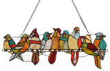 CHLOE Lighting Birds on a Vine Tiffany Animal Design Window Panel 24"x10"
