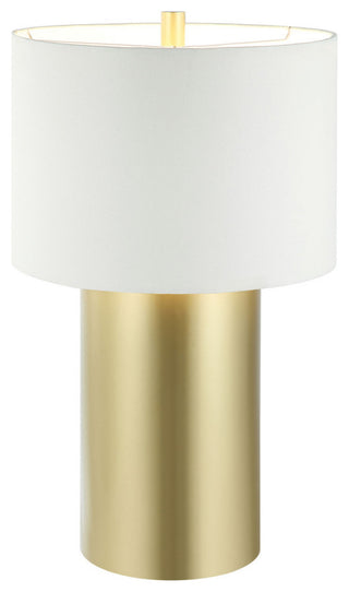 Secret Agent 1-Lt Table Lamp - Painted Gold/White Leather
