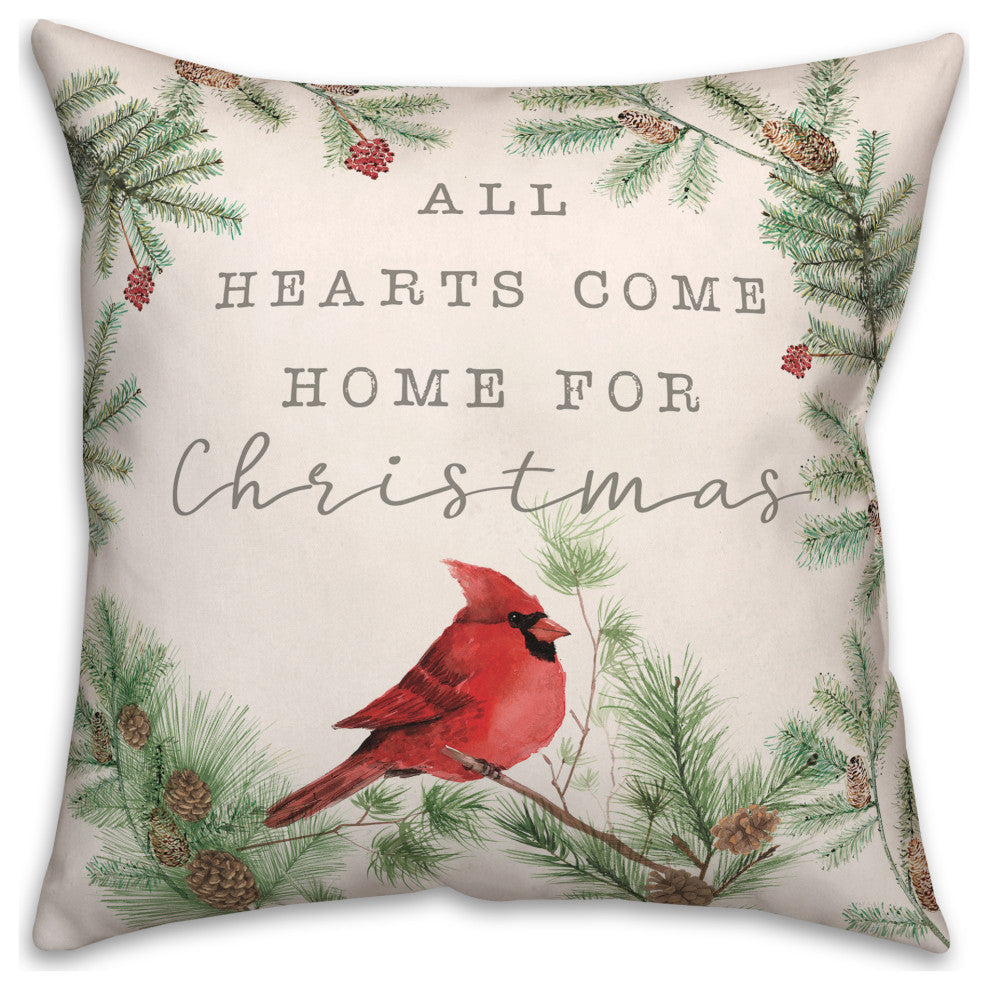 Hearts Come Home For Christmas 6 20x20 Spun Poly Pillow