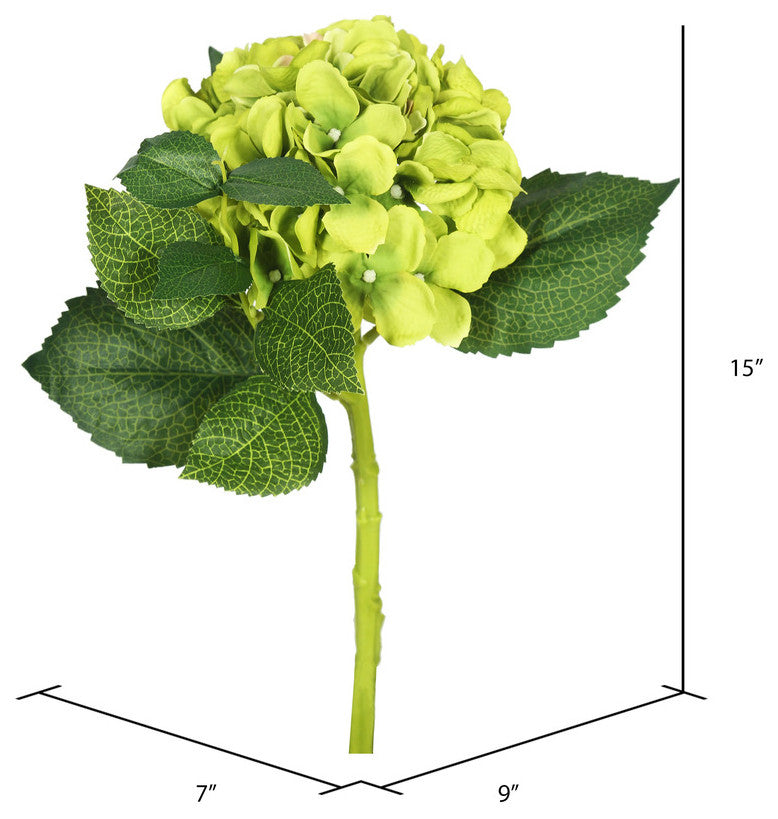 Vickerman 15"Short Stem Hydrangea X 2, Green, Set of 3
