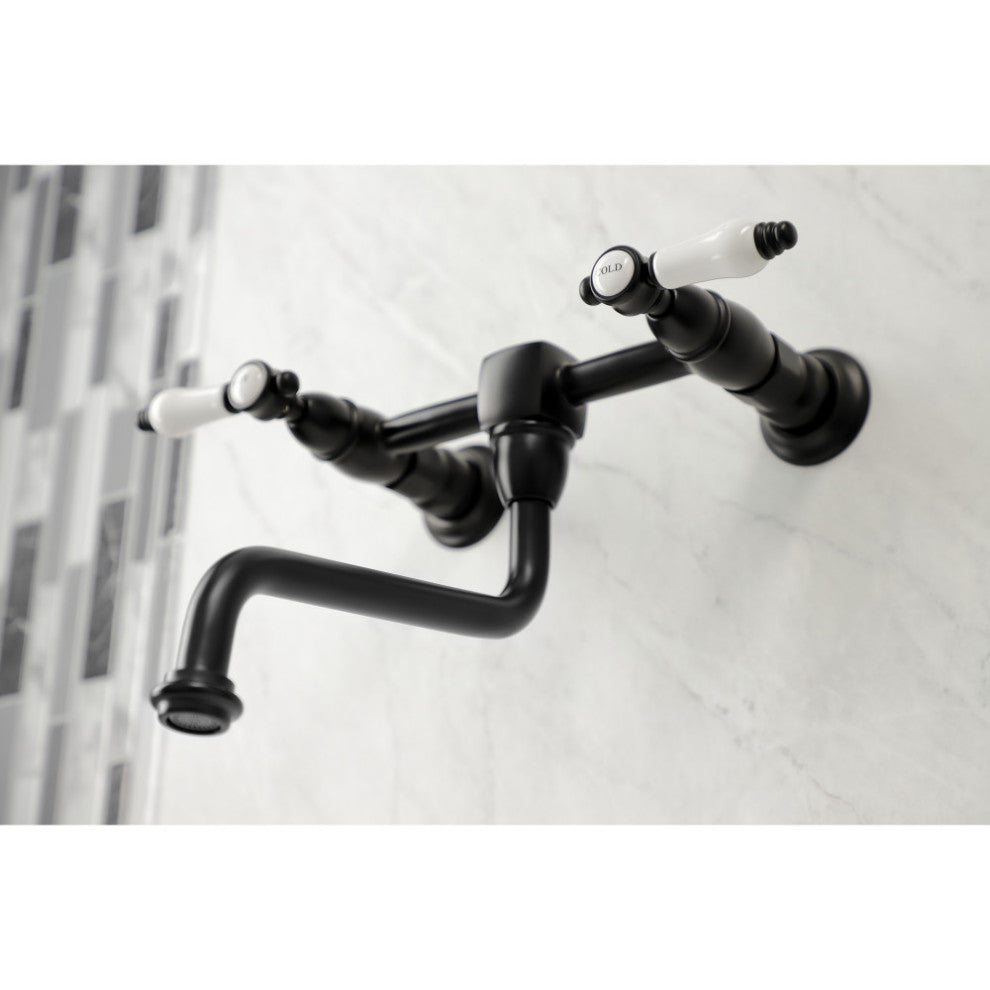Kingston Brass KS1210BPL Bel Air Wall Mount Bathroom Faucet, Matte Black