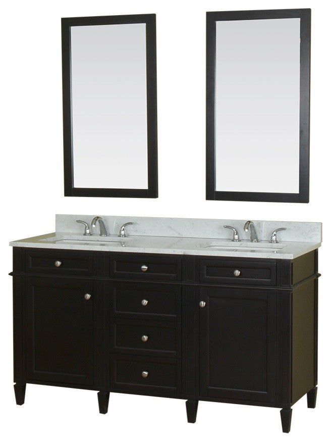 Samantha 60" Bathroom Vanity With Carrera Marble Top and Mirror