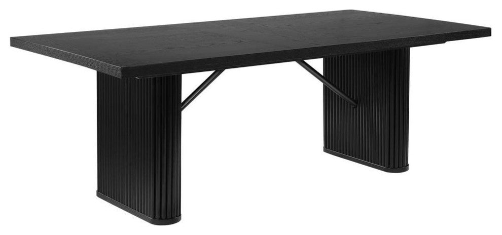 Catherine 7-piece Double Pedestal Dining Table Set Charcoal Grey and Black