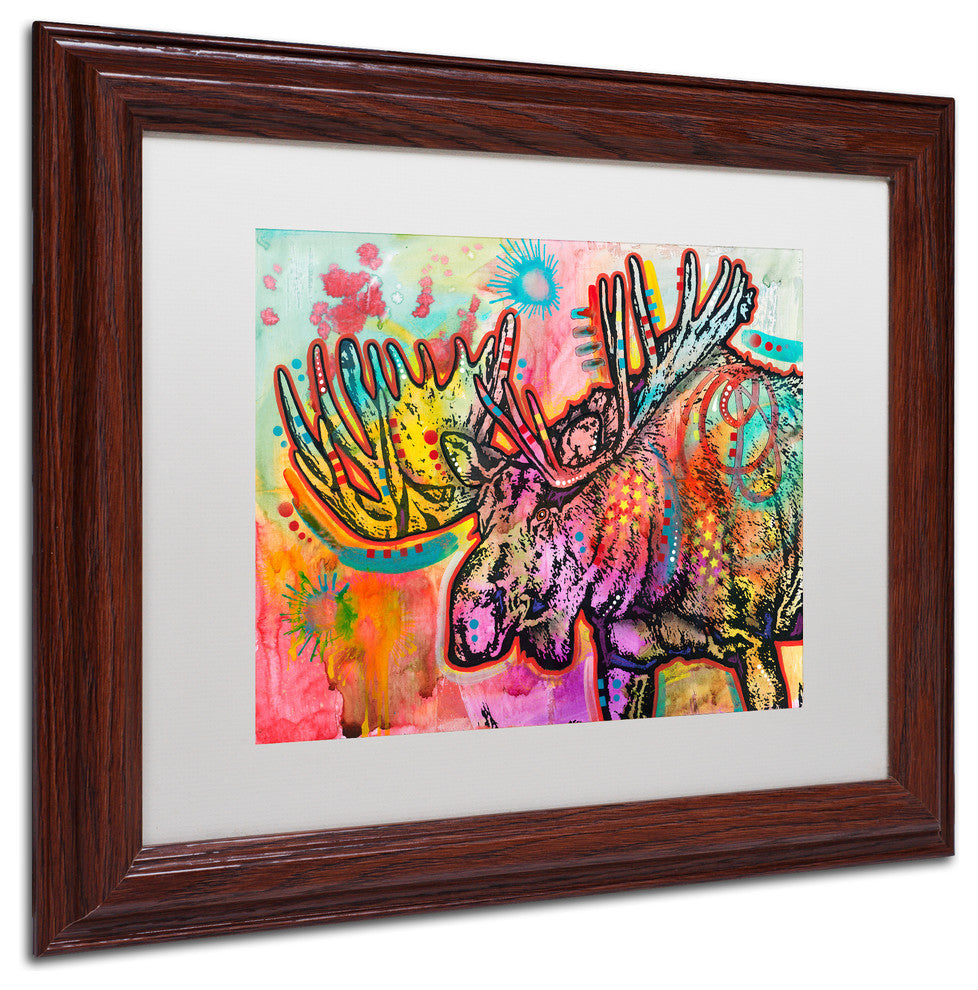 Dean Russo 'Moose' Art, Wood Frame, White Mat, 14x11