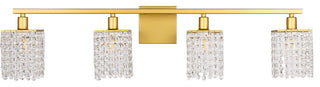 Phineas 4 Light Wall Sconce in Brass And Clear Crystals