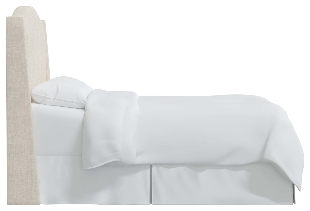 Camelback Wingback Headboard, Linen Talc, Twin