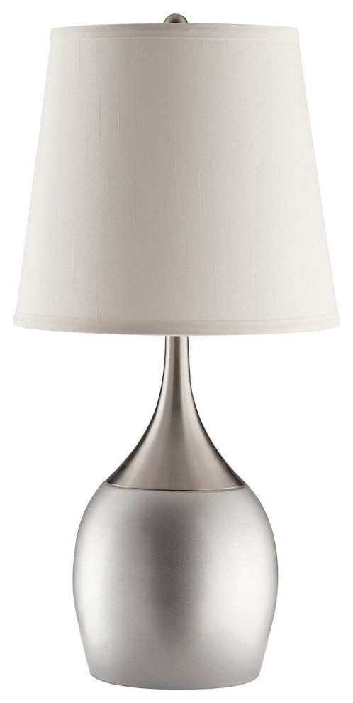 Benzara BM172263 Modish Metal Table Lamp, Silver Set of 2