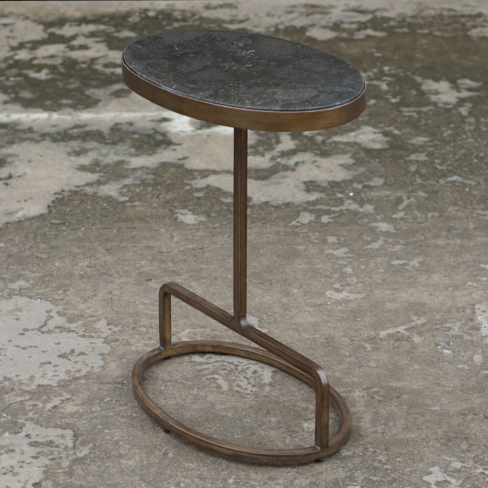 Simple Modern Oval Ring Metal Accent Table Industrial Minimalist Gold Bronze