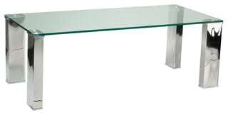 Isaak Contemporary Glass Coffee Table with Chrome Finish