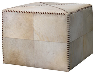 White Hide Ottoman, Large