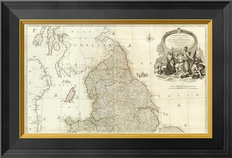 "England and Wales (Northern section), 1790"  by John Rocque, 20x17"