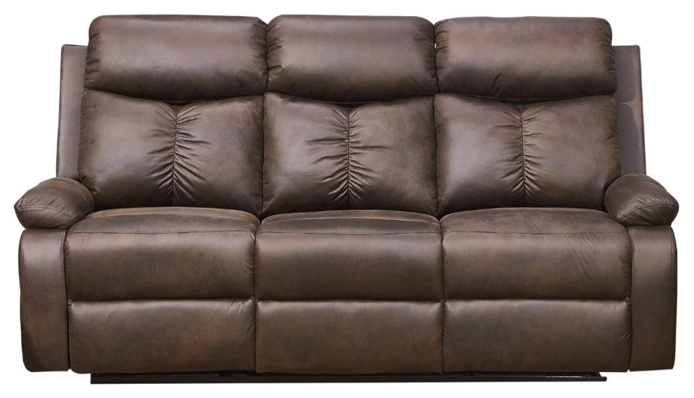 Betsy Furniture Microfiber Reclining Sofa, Brown