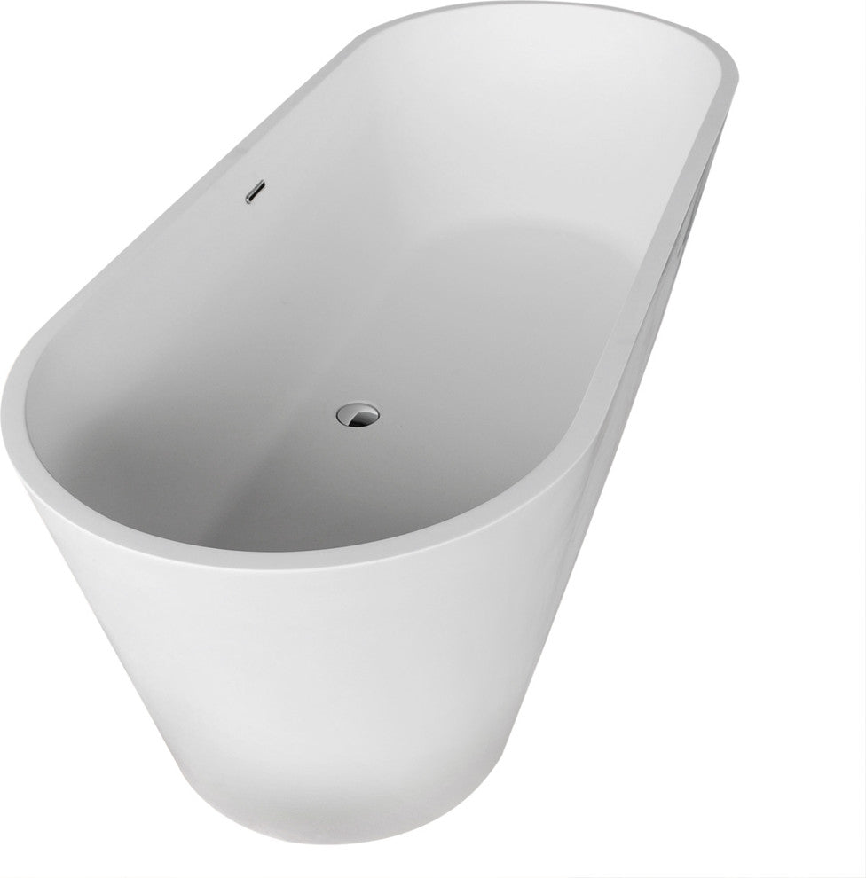 Calabria 28 x 67 Artificial Stone Freestanding Soaker Bathtub with Center Drain