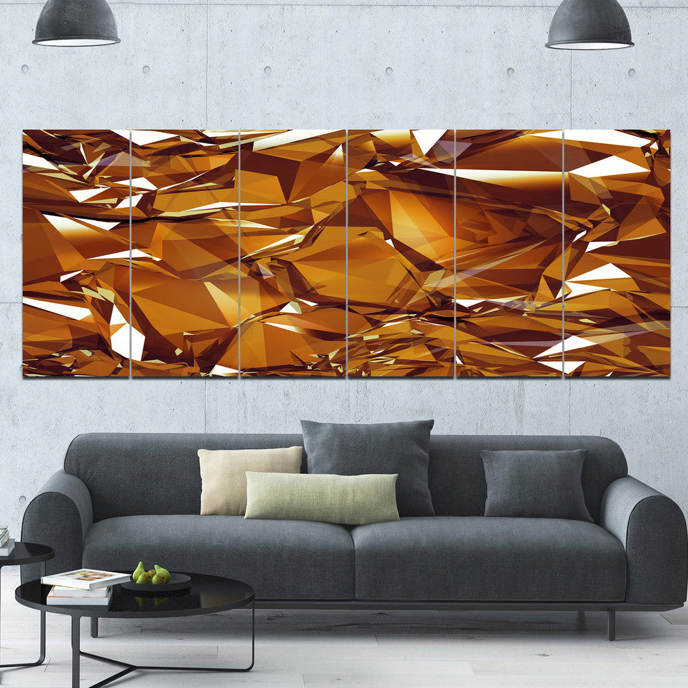 3D Gold Crystal Background, Abstract Canvas Wall Art, 70"x28", 6 Panels
