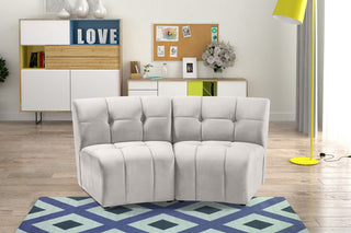 Limitless Velvet Upholstered 2-Piece Modular Sectional, Cream