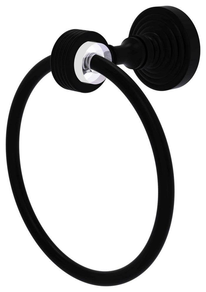 Pacific Grove Towel Ring with Groovy Accents, Matte Black