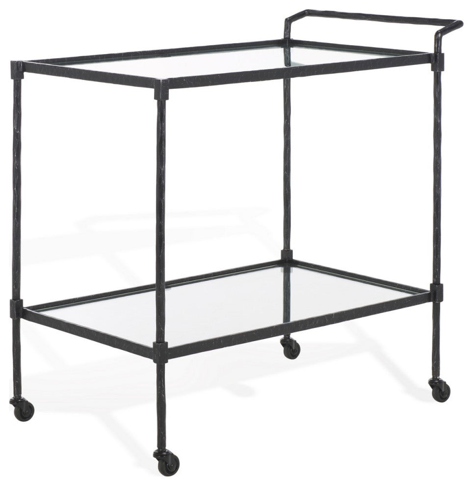 Safavieh Couture Isabellina Metal Bar Cart, Black/Clear