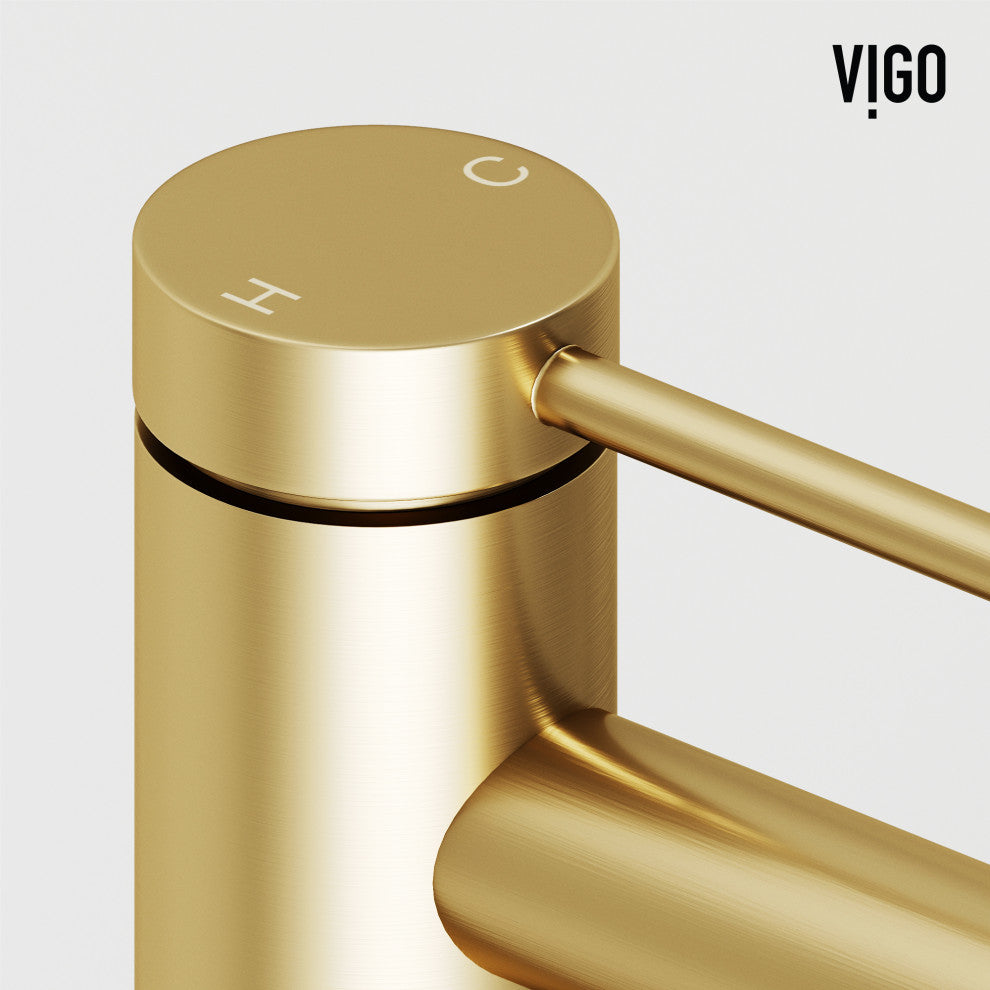 VIGO Jewel 11" H Single Handle Single Hole Bathroom Vessel Faucet, Matte Brushed Gold