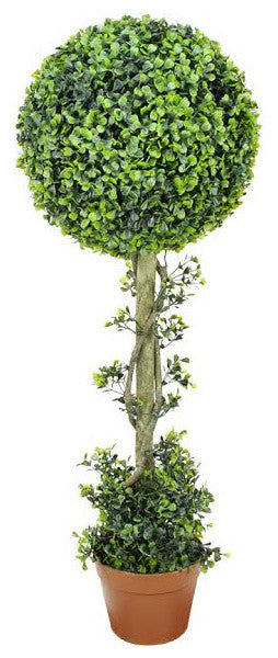 Potted 2-Tone Artificial Boxwood Ball Topiary Tree, 3'