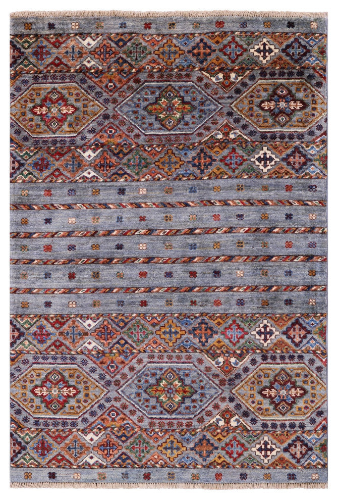 2' 10" X 4' 3" Handmade Khorjin Super Kazak Wool Rug - Q12323