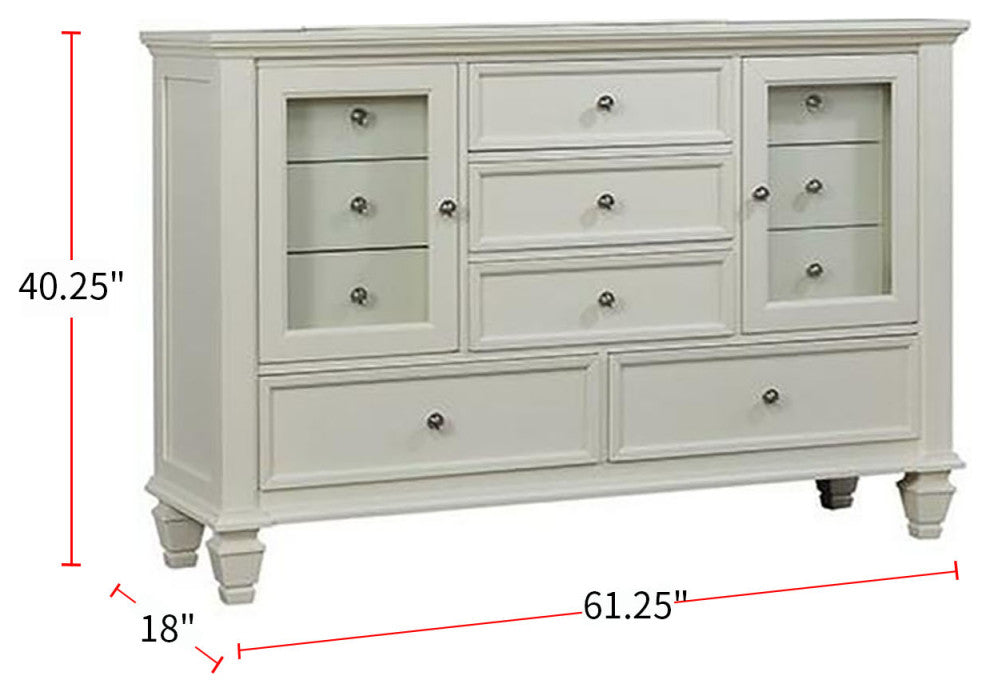 Wood Dresser with 11 Drawers, White