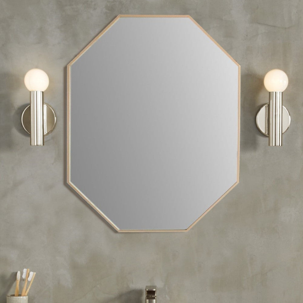 Octagon Metal Frame Mirror, Brushed Gold