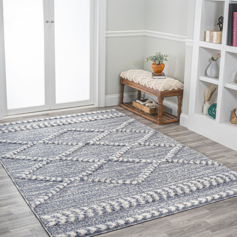 Sofie Moroccan Trellis High-Low Gray/Cream 3'x5' Area Rug