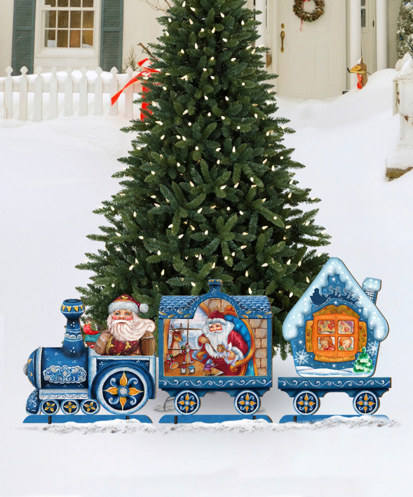 Holidays Train, Free Standing Garden Decor, Set of 3