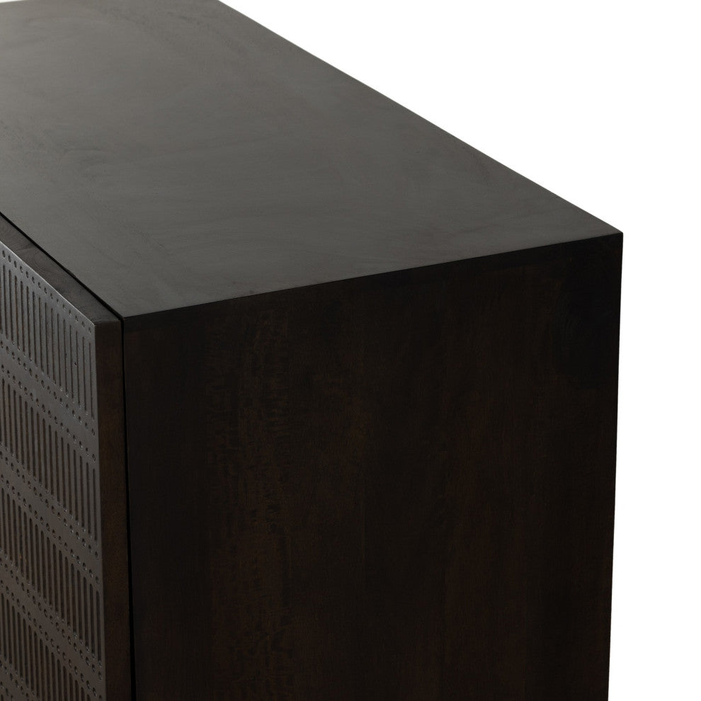 Kelby Bar Cabinet Carved Vintage Brown, Vintage Brown, Gunmetal