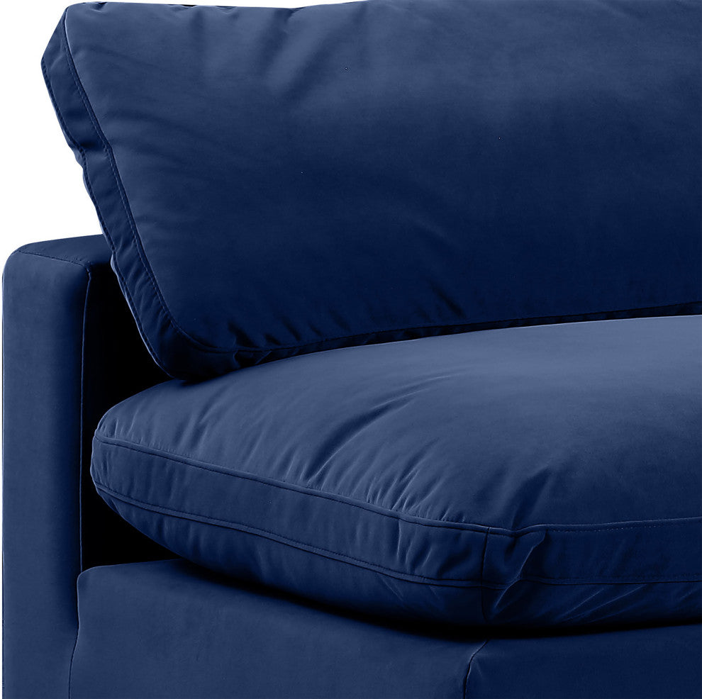 Comfy Upholstered Modular Sofa, Navy, 2-Piece: 2 Armless Chair, Velvet