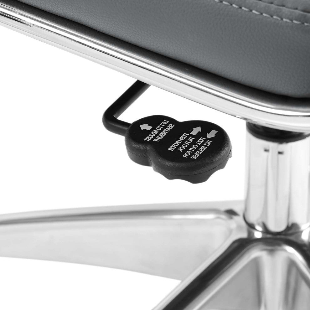 Computer Work Desk Chair, Faux Leather, Gray, Modern, Home Business Office
