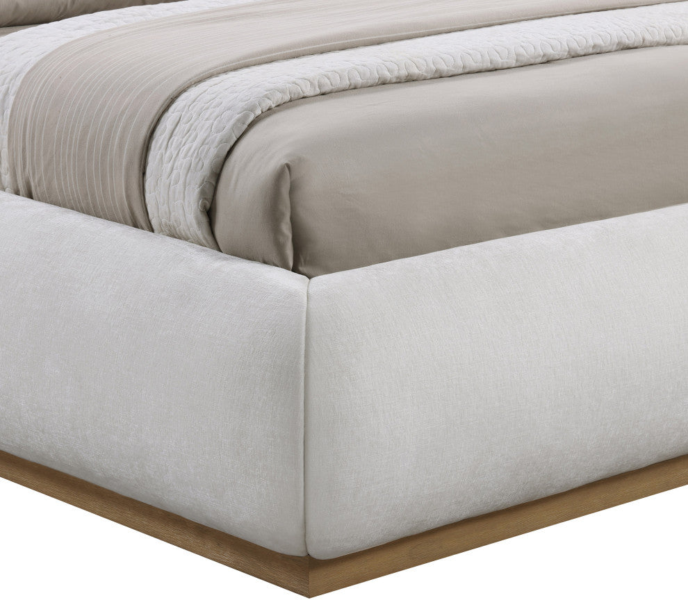 Vaughn Bed, Cream, King, Chenille Fabric, Natural Finish