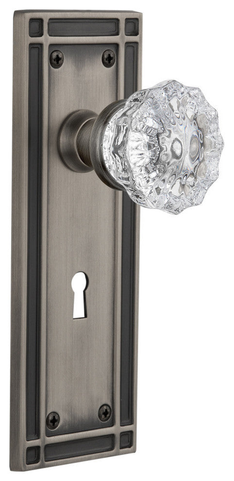 Nostalgic Warehouse Mission Plate with Keyhole Crystal Glass Door Knob