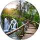 Pathway In Plitvice Lakes, Landscape Photo Disc Metal Wall Art, 23"