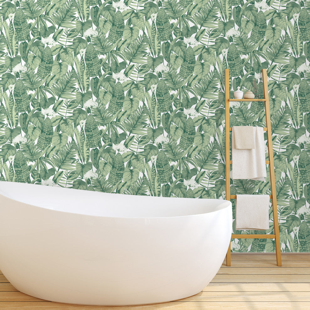 Tropical Jungle Green Peel and Stick Wallpaper