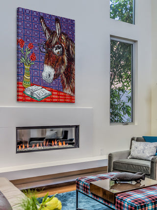 "Donkey Reading" Painting Print on Wrapped Canvas, 20"x30"