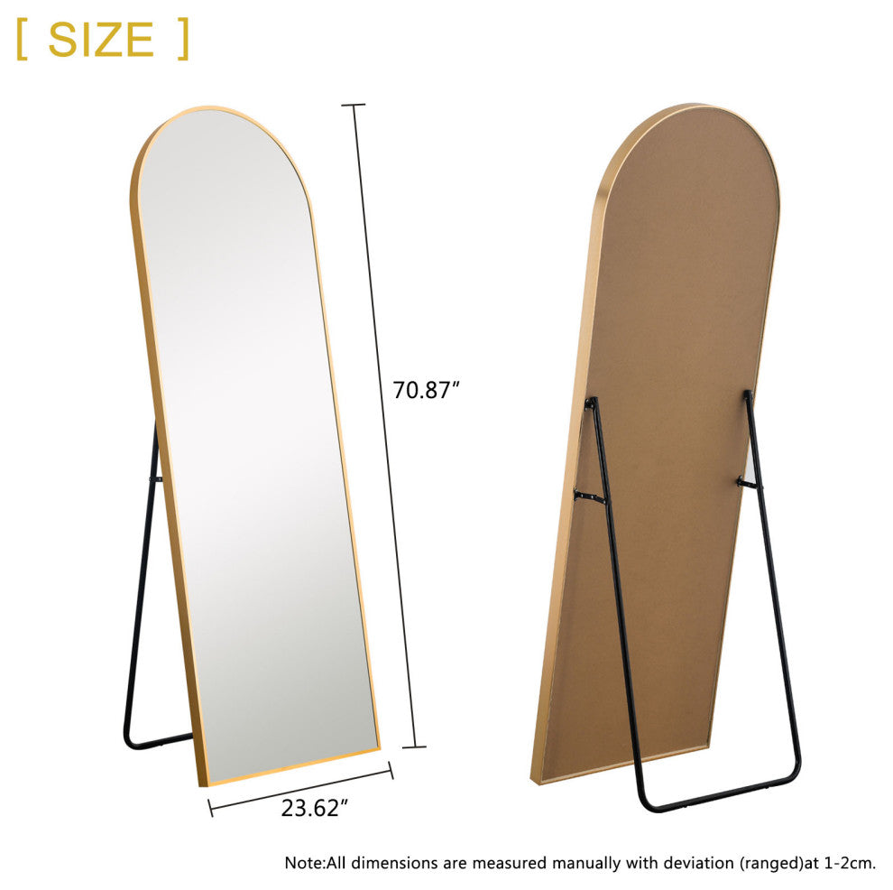 Narrow Gold Arched Mirror With Stand