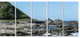 "Beautiful New Zealand Rocky Beach" Modern Seascape Wall Art, 5 Panels, 60"x28"