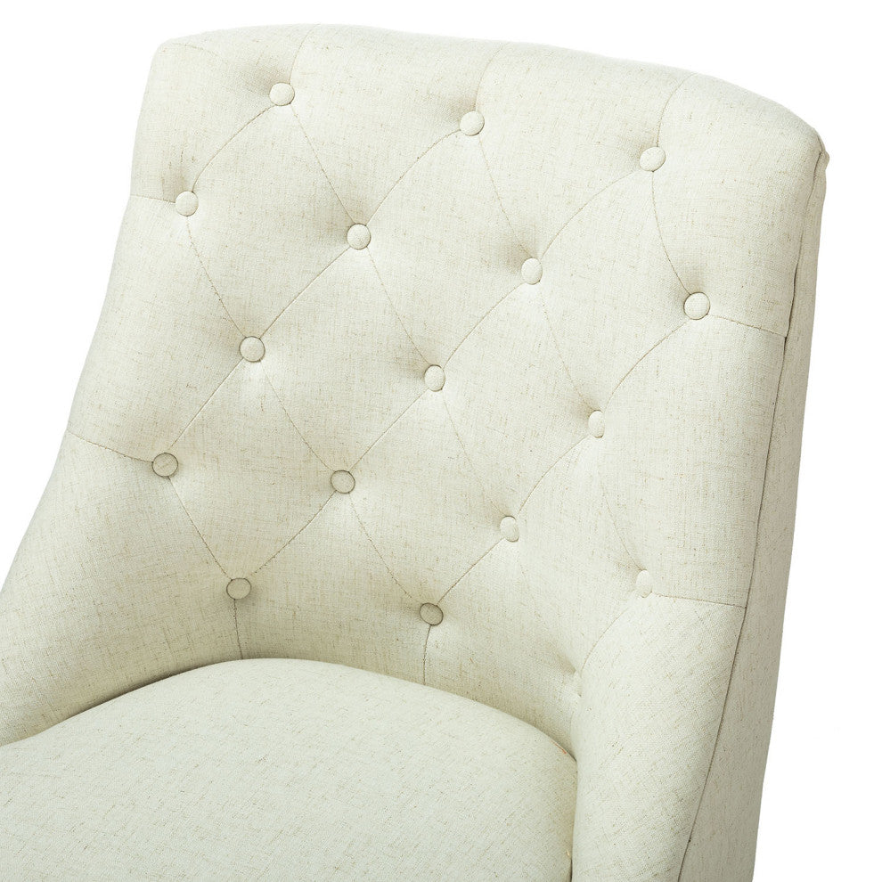 Swivel Task Chair With Tufted Back, Ivory