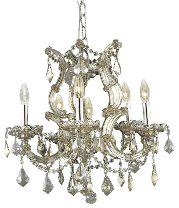 Elegant Maria Theresa Fixture, Golden Teak Finish With Royal Cut Crystal