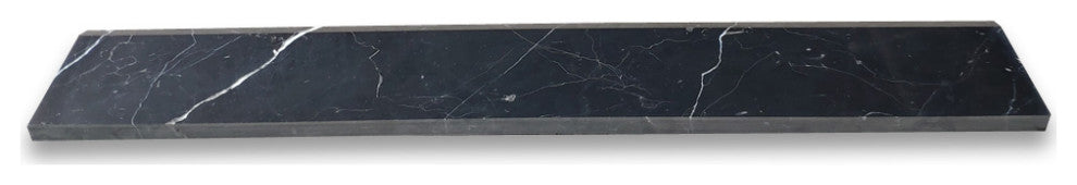 Nero Marquina Black Marble 6x36 Threshold Saddle Single Beveled Tile, 1 piece