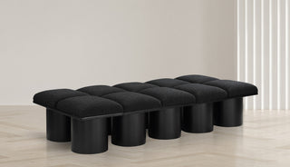 Pavilion Boucle Fabric Upholstered 10-Piece Modular Bench, Black, Black Finish