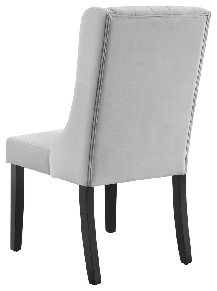 Side Dining Chair, Set of 2, Velvet, Gray, Modern, Cafe Bistro Restaurant