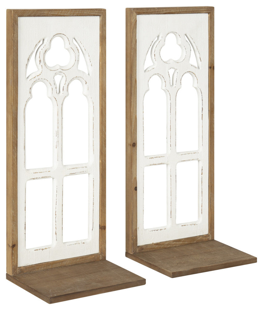 Mirabela Wood Wall Sconce Shelf Set, Brown 2 Piece