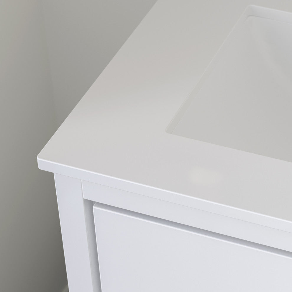 Esconde Bath Vanity, High Gloss White, 60", Double Sink, Freestanding