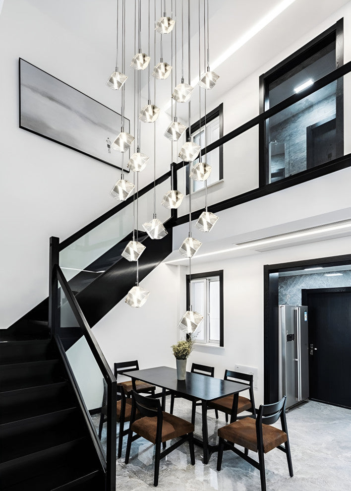 Nice | Crystal Staircase Chrome Chandelier, L26