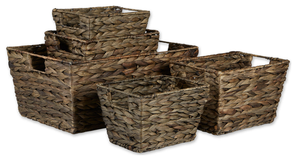 DII Asst Gray Wash Hyacinth Basket Set of 5